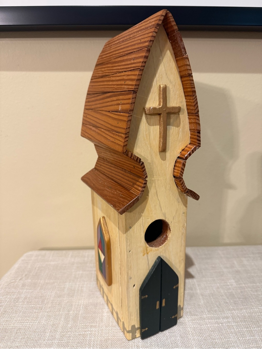 Rustic Wooden Church Chapel Birdhouse Handcrafted Primitive Folk Art Decor